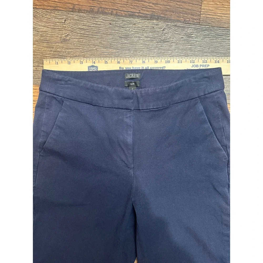 J.Crew Kate Straight Leg Pants Navy Blue Chino Trousers Womens Size 4 Office